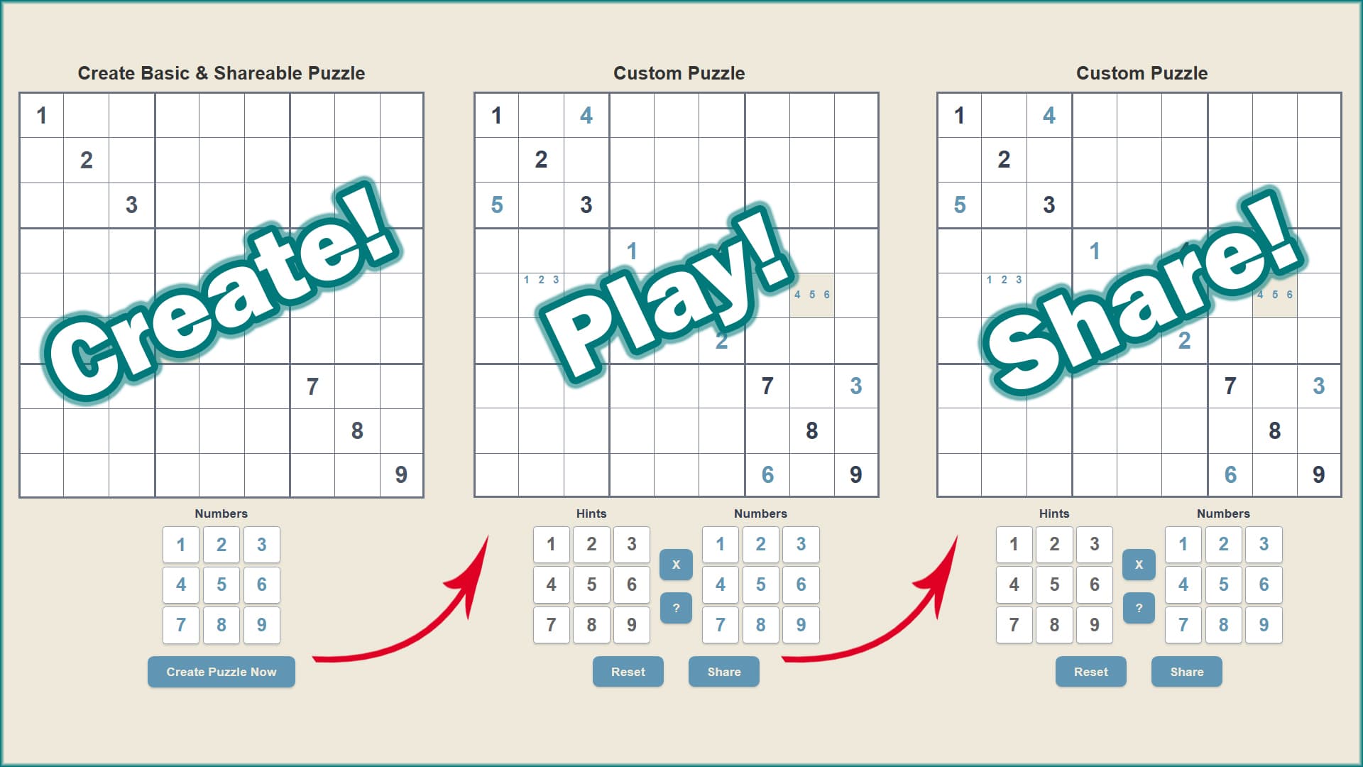Create & Share Vanilla Sudoku Feature